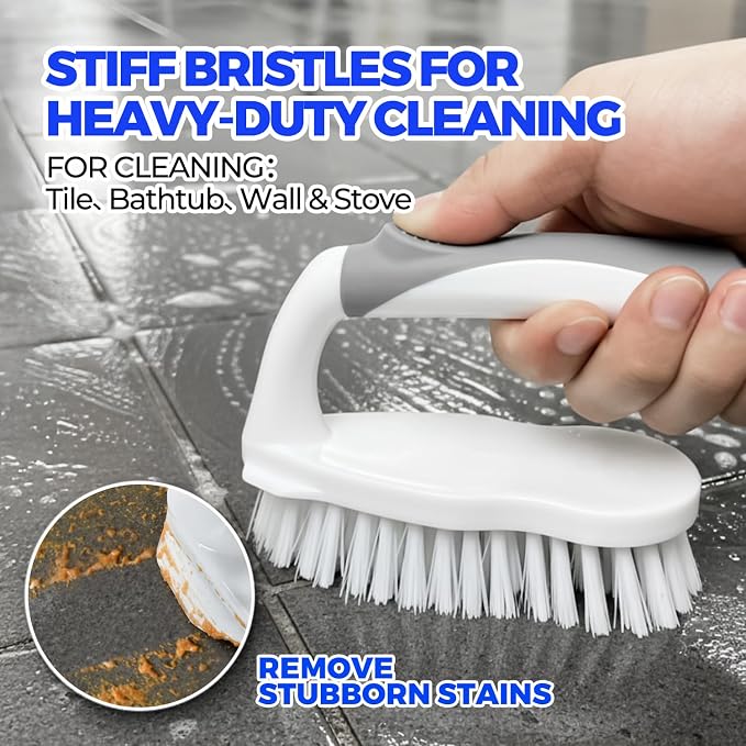 Holikme 6 Pack Cleaning Brush Scrub Brush Kitchen Brush for Floor,Grey | Scrub Brushes for Cleaning, Heavy-Duty Scrub Brush, Stiff Bristles Cleaning Brush for Kitchen Bathtub Floor and Wall