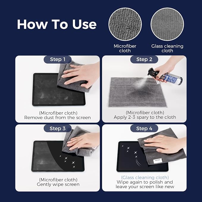 WELKIN Screen Cleaner Kit, 8.5 oz + 8.5 oz Spray & Gel for TV & Phone | Dual Formula Cleaning, Streak-Free Performance, Spray & Gel Options for Screens, Includes 1 Microfiber Cloth & 1 Glass Wipe