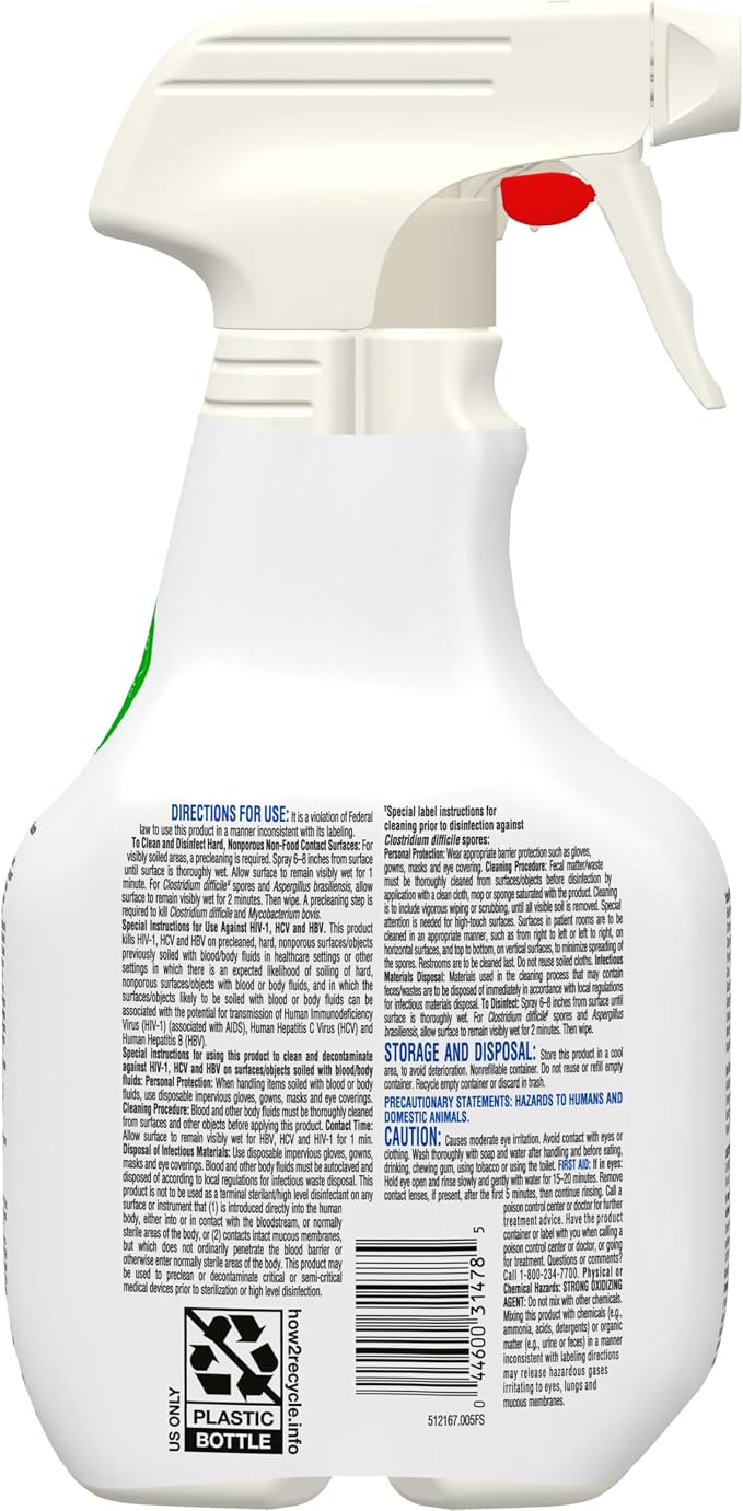 Clorox Healthcare Fuzion Cleaner Disinfectant Spray, 32 Fluid Ounces (Package May Vary)