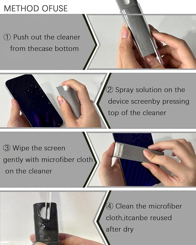 Screen Cleaner Car Screen Cleaner Spray and Wipe Car Stuff Mini Cleaning Kit for Travel Car Display iPhone iPad Computer Laptop Tablet MacBook Cell Phone Eyeglasses(2 Units)