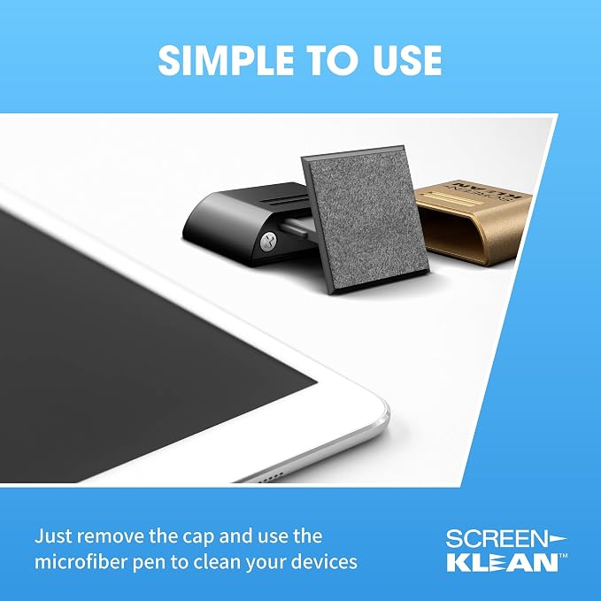 ScreenKlean Tablet Screen Cleaner - Compatible with iPad, Android & Amazon Tablet - with Carbon Microfiber Tech-Electroplated Gold-1 Count (Pack of 1)