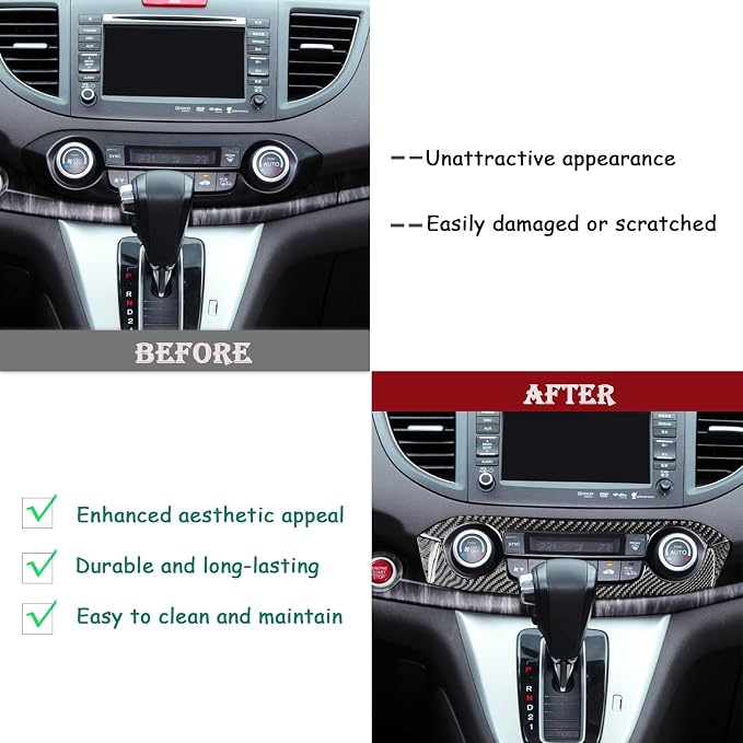 Real Carbon Fiber Trim for Honda CRV Accessories | for CR-V 2012 2013 2014 2015 2016 Air Conditioner A/C Control Button Cover Sticker Interior Thick Overlay Decal