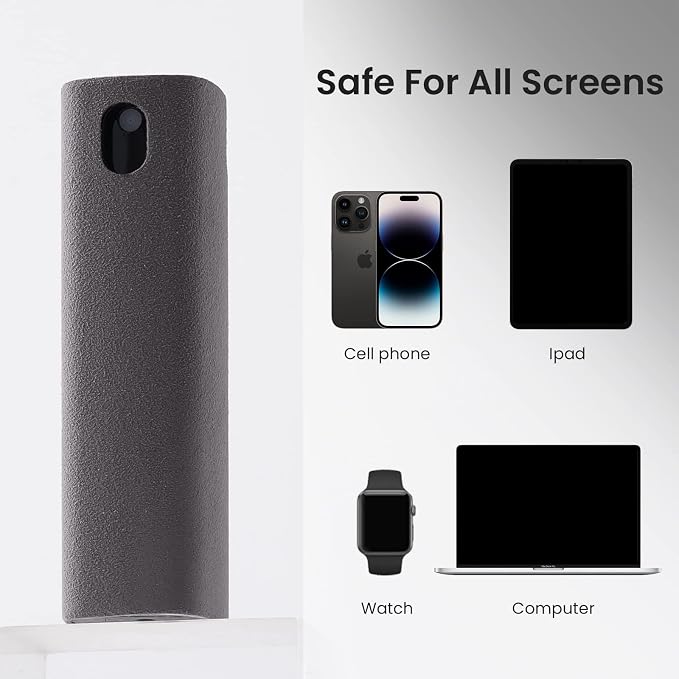 YTT Touchscreen Mist Cleaner, Screen Cleaner, for All Phones, Laptop and Tablet Screens,Two in One Spray and Microfiber Cloth (White and Gray) 2Pack