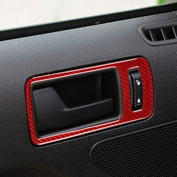 Real Carbon Fiber Trim for Ford Mustang Accessories | for 2009 2010 2011 2012 2013 2014 Inner Door Handle Bowl Frame Cover Interior Thick Overlay Decal