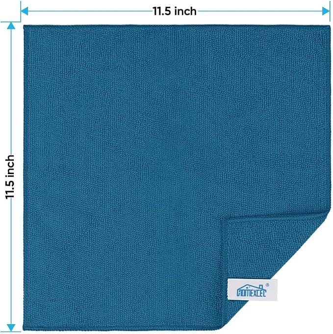 HOMEXCEL 24PK Microfiber Cleaning Cloth, Cleaning Rag for Home, 11.5x11.5in | Reusable, Lint Free, Scratch-Free and Highly Absorbent Towels for Kitchen, Window and Glass, Cars, Navy Blue