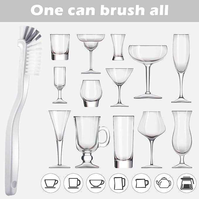 Patelai 5 Pcs Vegetable Scrubber Brush, 90 Degree Angle Fruit Cleaning Brush with PET Bristles, Multi Use Cleaning Tools for Fruits Vegetables Sink Tile Grout Window Track Corners