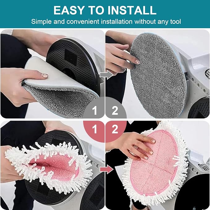 Spin Cordless Electric Mop Pads: 7.5/7.48/7.28/7 Inch Steam/Electric Mop Pads Replacement for Vmai/eous/idoo/alfabot/devoac - Round Velcro Scrubber Reusable Mop Pads Refill for Floor Cleaning 8 Pack
