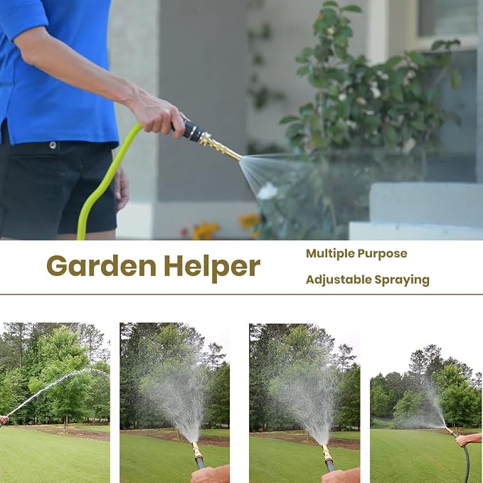 Ustope Garden Hose Nozzle, High Pressure Water Hose Nozzle Sprayer Head,fits 3/4” Garden Hose Thread,for Lawn & Garden,Washing Cars,Watering Garden,Cleaning,Showering Dogs&Pets（Brass）, AD-05