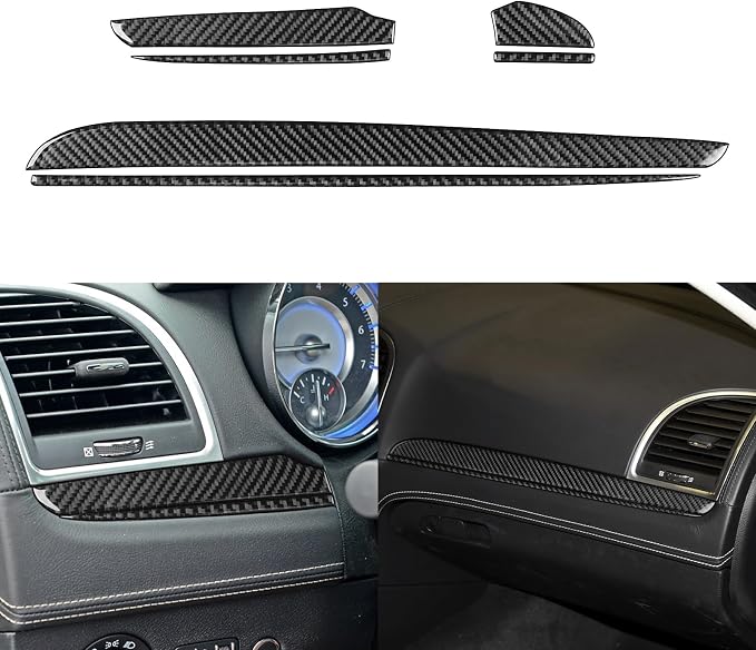 Real Carbon Fiber Trim for Chrysler 300 Accessories | for 2015-2023 300C 300S Limited/Touring Instrument Panel Sticker Interior Thick Overlay Decal