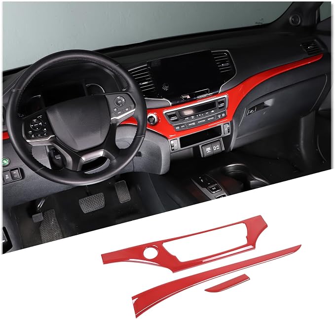 Center Console Dashboard Panel Strip Trim for Honda Pilot 2016-2022 Interior Decorative Cover Protector Accessories Anti Scratch ABS Material (Sport Red)