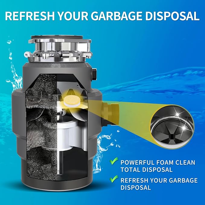 NATRUTH Garbage Disposal Cleaner Tablets - 24 Count - Lemon Scent - Removes Odor & Grease - Safe & Natural - Easy to Use - Deep Cleaning & Freshening - Septic Safe