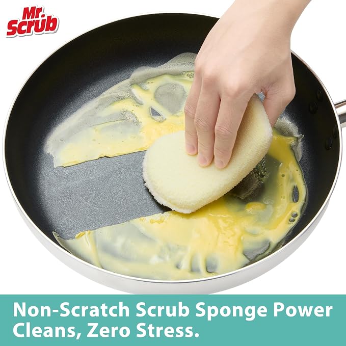 Mr. Scrub Sponges Kitchen Scrub Dish Sponge Scouring Pad, 24 Pack Cleaning Brush Scrubber Supplies for Soap, Dishwashing Dinnerware Sets Pan Pot Glass Dishwasher Sink Bathroom Towels Cloth Rags Holder