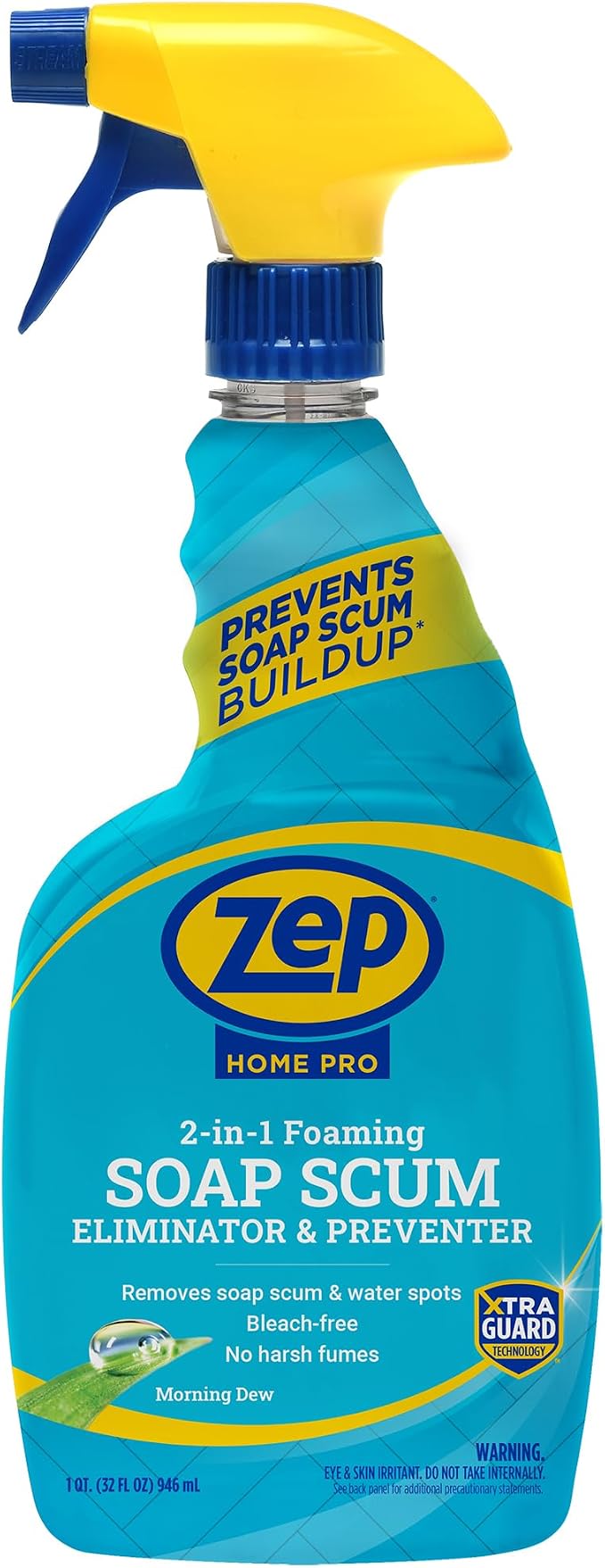 Zep Home Pro 2-in-1 Foaming Soap Scum Eliminator and Preventer, Morning Dew Scent, R54006-32 Fl Oz -Bleach-Free Formula