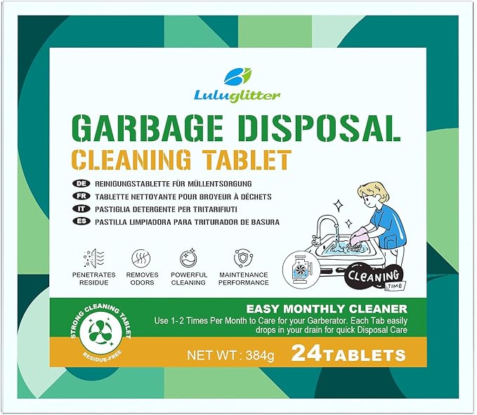 Garbage Disposal Cleaner Deodorizer Tablets 24 Pack Sink Freshener Kitchen | Deep foaming clean, Fresh scent, All disposal compatible,Effortless maintenance