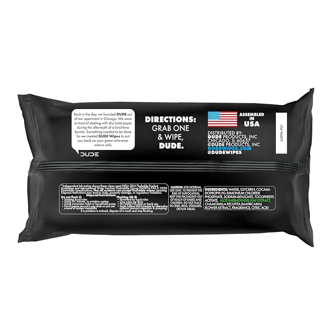 DUDE Wipes Poopsicle Flushable Wipes - Ice Pop Scented Extra-Large Adult Wet Wipes - 3 Pack (144 Count) - Infused with Vitamin E and Aloe - Septic and Sewer Safe