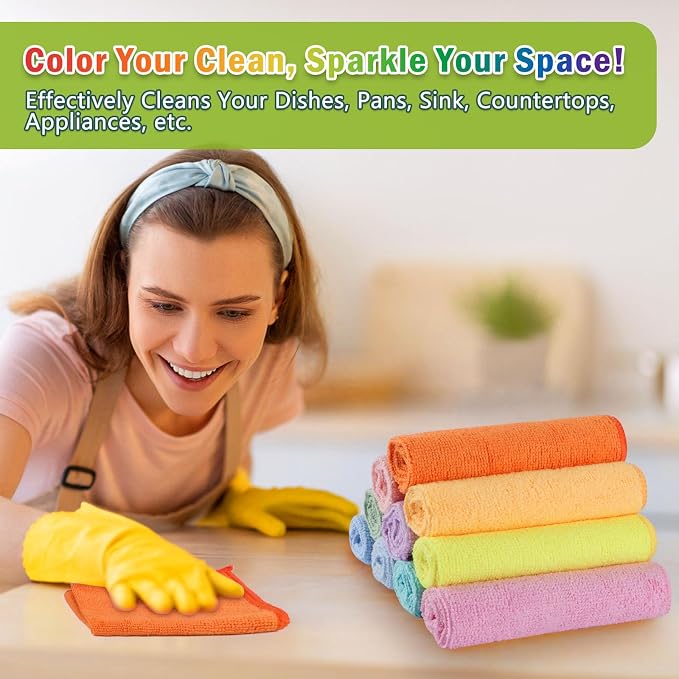 AIDEA Microfiber Cleaning Cloth-20PK, Microfiber Towels, Rags,11.5"×11.5" | Cleaning Rags, Lint Free Cloth, Wash Cloths, Dusting Cloth for Home, Window, Cars, Cleaning Supplies, Muilticolor