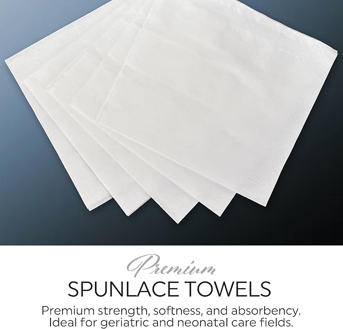 MED PRIDE Premium Spunlace Towels 12x13 in,Soft,Lint-Free,Latex-Free,90 Ct