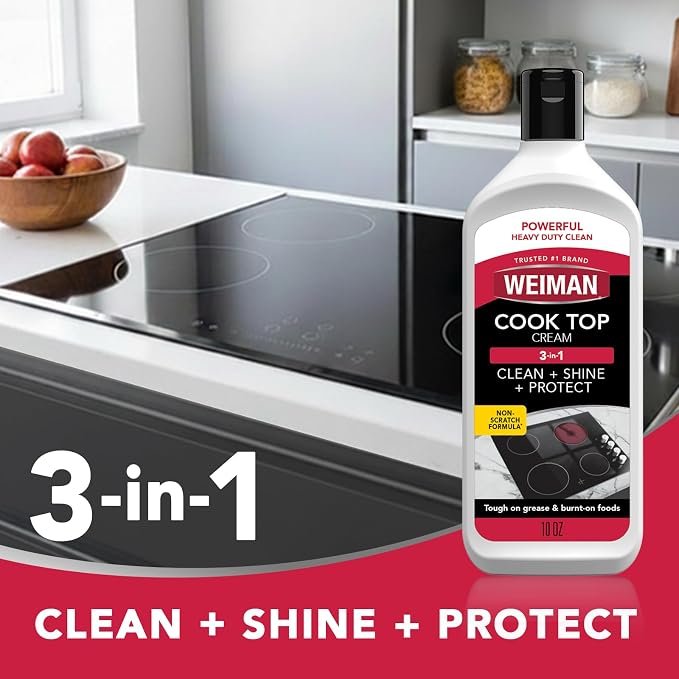 Weiman Heavy Duty Cooktop Polish & Stainless Steel Wipes - Powerful Appliance Kitchen Cleaning Kit - Packaging May Vary