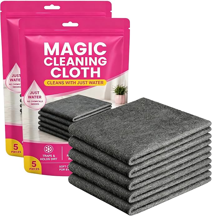 Magic Cleaning Cloths, Thickened Streak-Free Microfiber Rags，10：12*12IN | Lint-Free Reusable Cleaning Towels for Window, Glass, Stainless Steel And Car