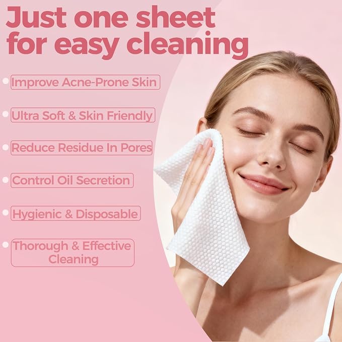 Disposable Face Towels, Thick &Soft Face Towelettes Disposable,Lint-Free And Odor-Free Dry Faces Wipes,Suitable For Daily Care Of Sensitive Skin,Facial Cleansing,And Makeup Removal(50 Count)