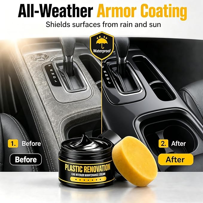 2PC car Tire Nourish Wax Cream Paste, with Sponge,Also applicable,Dashboard, tires, and seats,Car Tires & Plastic Trim Renewal Paste Restores Shine