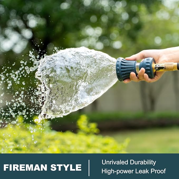 FANHAO Fireman Style Water Hose Nozzle, High Pressure Adjustable Sprayer | Rustproof Metal, Step-less Spray Adjust, Ergonomic Anti-Slip Soft Grip Fire Hose Sprayer Nozzle for Garden, Patio, Car & Pet