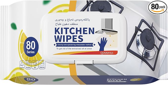 CleaningWipes for Microwaves and Cooktops, Easily Removes Food and Grime Buildup, Great for Home and Kitchen Use - 80 Count,Professional Grade Heavy-Duty Cleaning，Convenient Stove Cleaner