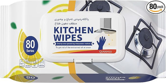 CleaningWipes for Microwaves and Cooktops, Easily Removes Food and Grime Buildup, Great for Home and Kitchen Use - 80 Count,Professional Grade Heavy-Duty Cleaning，Convenient Stove Cleaner