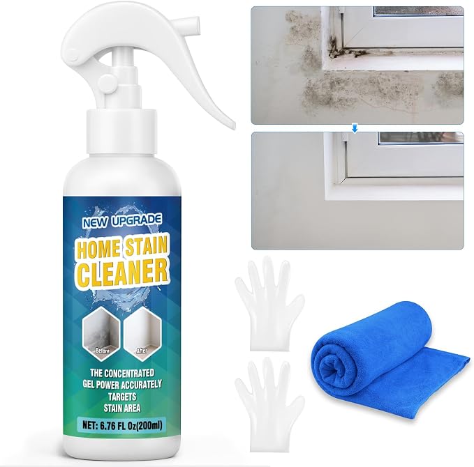 Powerful Mold Stain Cleaner, Multi-Surface Cleaning Spray for Walls, Tiles, Grout, Ceilings, Decks, Sinks, Brick and Washing Machines, Household Interior and Exterior Stain Remover, 6.76 FL Oz(200ml)