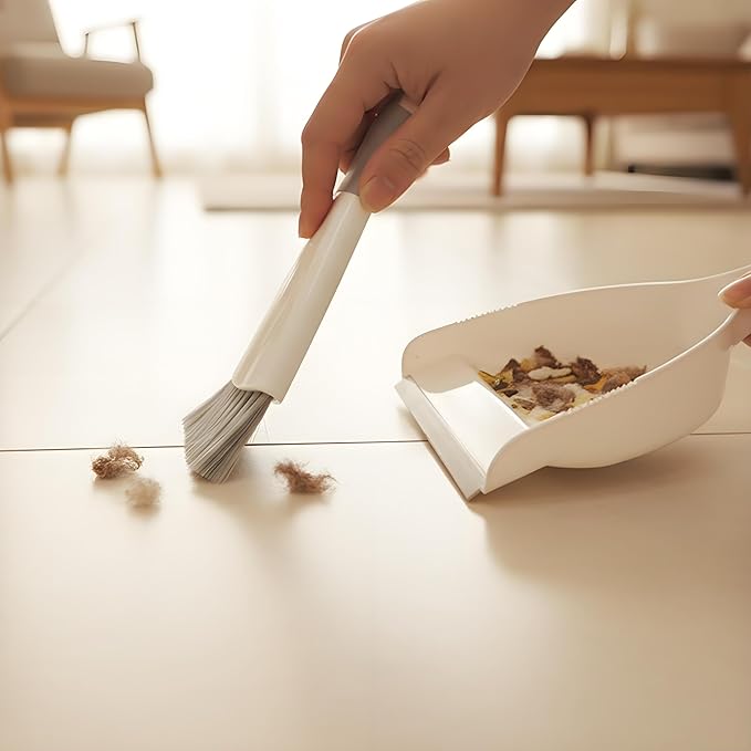 Small Hand Dust Pan and Brush - Small Broom and Dustpan Set, Mini Broom and Dustpan, Compact Dustpans and Brush for Home Cleaning, Sofa, Desk, Guinea Pig Cage, Cat Litter, etc. (Gray 3 Set)