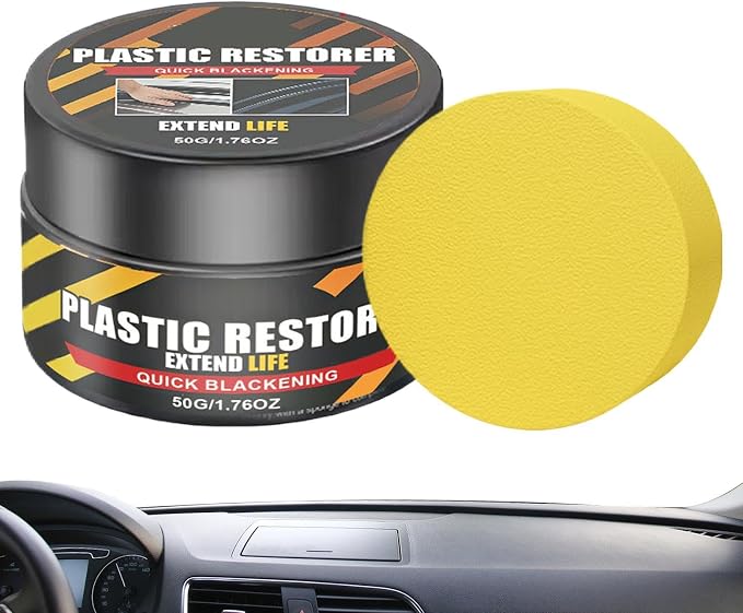 Car Trim Restorer 50g Coating with Sponge | Black Trim Restorer Automotive for Vehicle Interior Exterior Tire Headlight Engine Wheel Window Dash