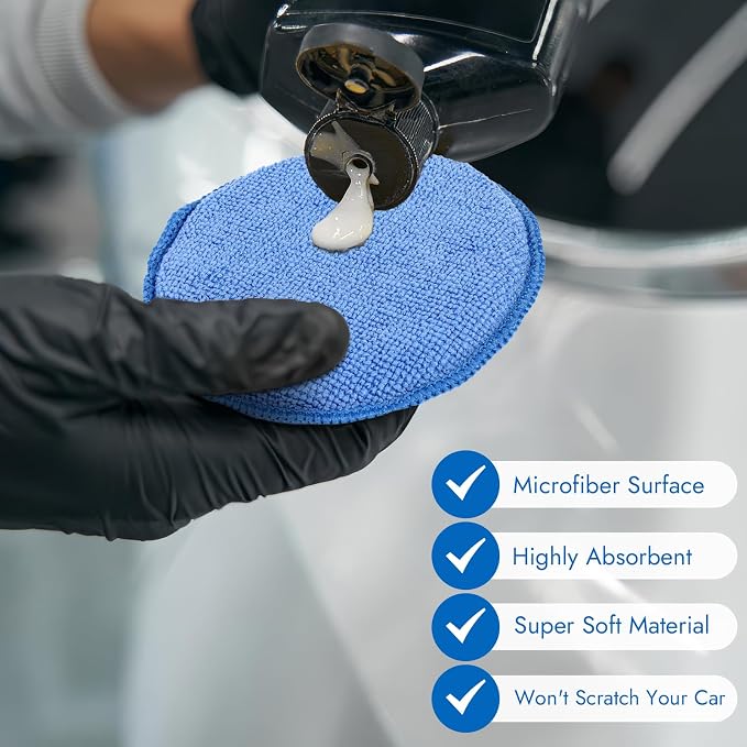 10 Pack Wax Applicator Pads Microfiber with Finger Pocket for Car Wax | Foam applicator pad with finger pocket, Scratch-free waxing for cars & household, Machine washable & reusable