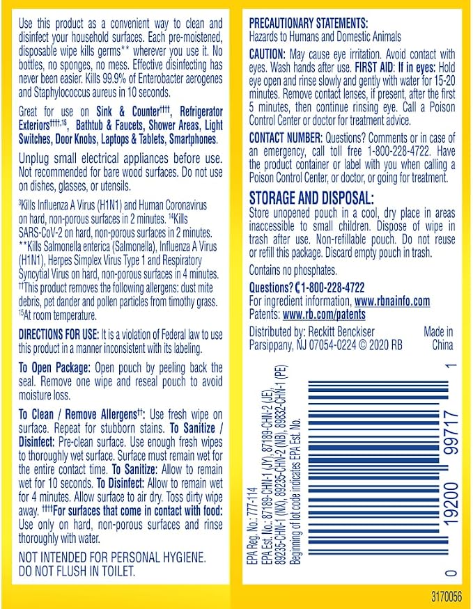 LYSOL Disinfecting Wipes - Lemon & Lime Blossom To-Go Flatpack 15 ct. 1 pack