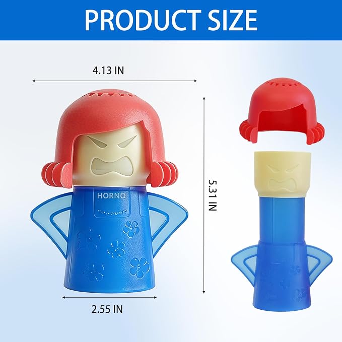 HORNO Angry Mama Microwave Oven Steam Cleaner and Disinfects With Vinegar and Water for Kitchens (Blue)