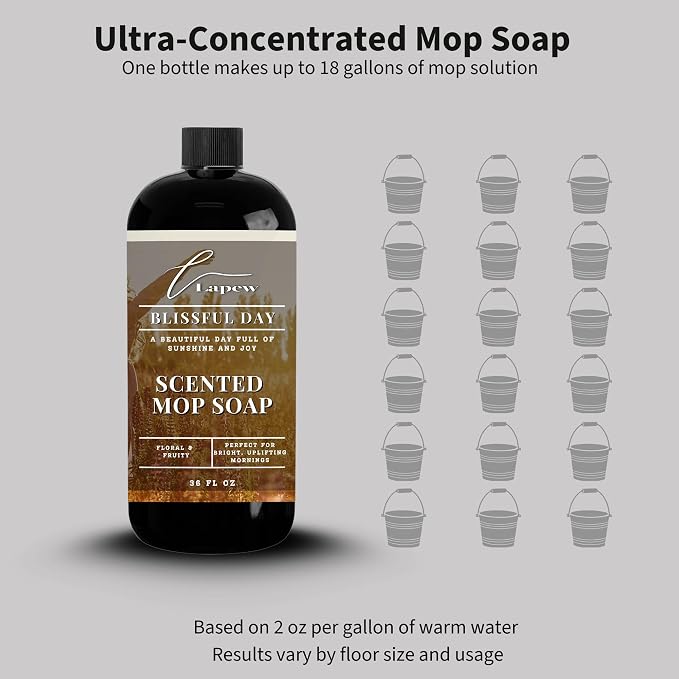 Lapew Blissful Day Scented Mop Soap - Luxury Floor Cleaner Concentrate for Mopping Tile, Laminate, Vinyl & Hardwood | Streak-Free, Low-Foam | 36 oz