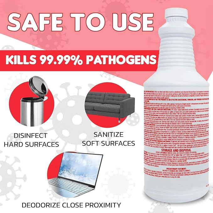 Lucasol One Step Disinfectant, 1 Quart (32 Ounce), All Purpose Cleaner Spray For Hospitals, Barber Supplies, Household Essentials, School, Salons, Household Cleaning And More