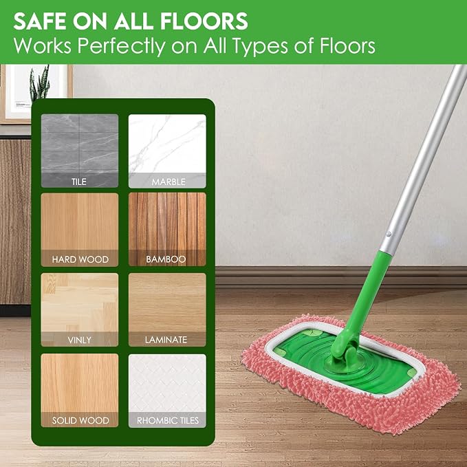 Reusable Microfiber Mop Pads Compatible with Swiffer Sweeper Mop | Dry Sweeping Cloths & Wet Mopping Cloths for Swiffer, Washable Wet Refill for Mopping Floors, 6 Pack (Mop is not Included)