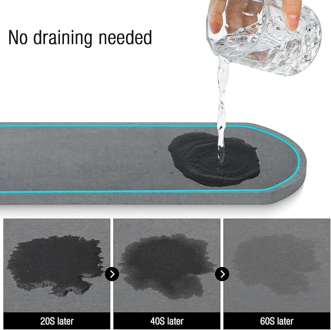 Sponge Holder for Kitchen Sink with High Brush Holder, [Stay-Dry Anywhere & No Drainage Needed] Rustproof Stainless Steel Kitchen Sink Caddy Organizer with Water Absorbing Stone Tray, Black