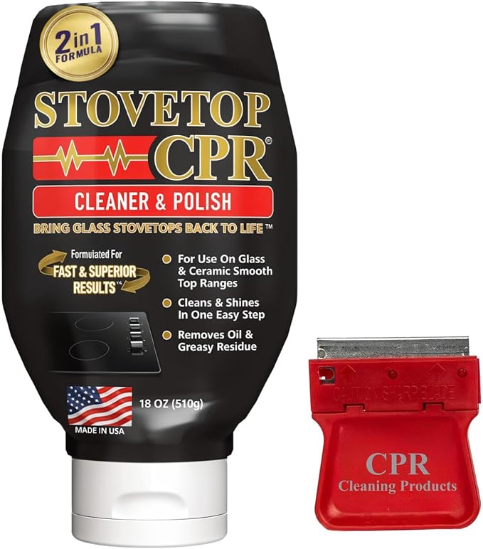 Stovetop CPR 2-in-1 Glass Stovetop Cleaner and Glass Polish (18oz) - Ceramic Top Stove Cleaner, Oven Top, Cooktop, Electric Stove Ceramic