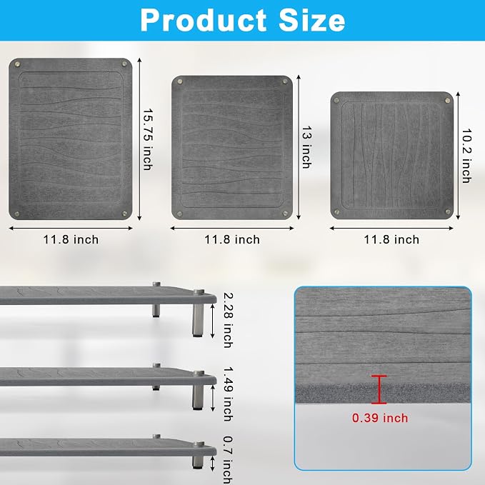 3Pcs Nesting Stone Drying Mat for Kitchen Counter, Quick Drying Stone Dish Drying Mat with Non-Slip Feet, Super Absorbent Heat Resistant Diatomaceous Earth Dish Drying Mat for Dishes, Bottle-Geometry