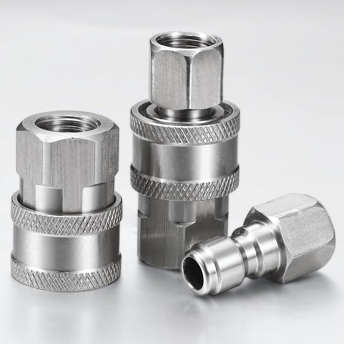 4 Sets NPT 1/4 Inch Pressure Washer Coupler Quick Connect Plug Male Female 1/4 Quick Connect Fittings Pressure Washer Adapters Accessories(Internal Thread)