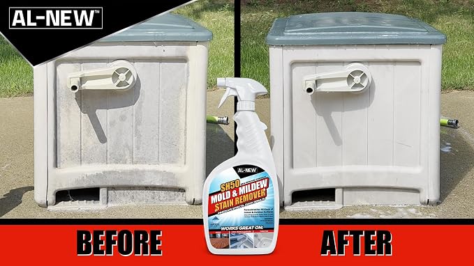 AL-NEW SH50 Mold and Mildew Stain Remover | Scrub Free Formula | Works Great on Decks, Vinyl Siding & Gutters, Tub and Tile (30oz Bottle)