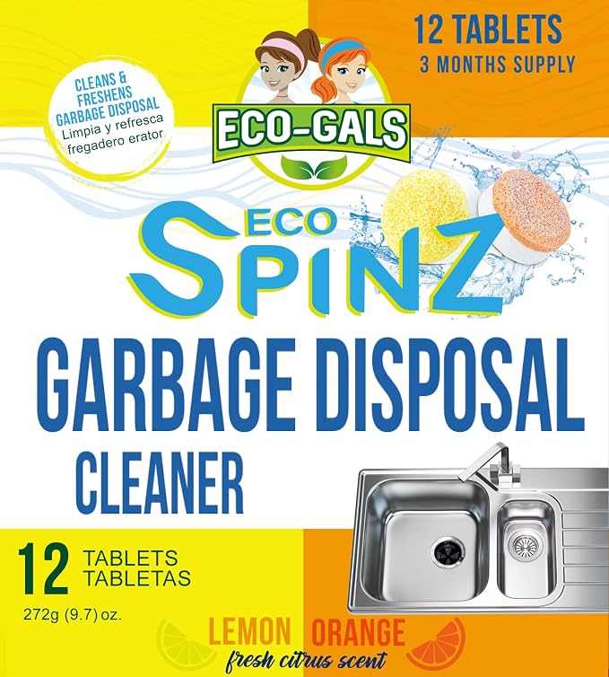 ECO-GALS Eco Spinz Garbage Disposal Soap for Cleaning Kitchen Sinks and Drains 6 ct. Lemon & 6 ct. Orange Citrus Scent