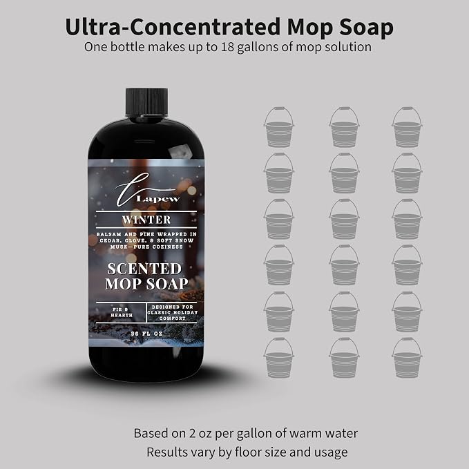 Lapew Winter Scented Mop Soap - Luxury Floor Cleaner Concentrate for Mopping Tile, Laminate, Vinyl & Hardwood | Streak-Free, Low-Foam | 36 oz