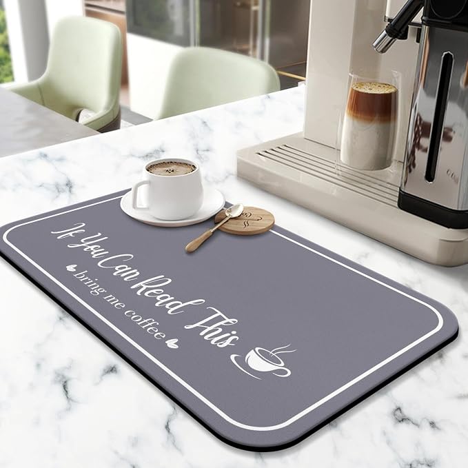Coffee Bar Mat for Countertops 23inx15in,Absorbent Hide Stain Anti-Slip Cafe Bar Accessories Fit Under Coffee Machine Mat,dish drying mats for kitchen