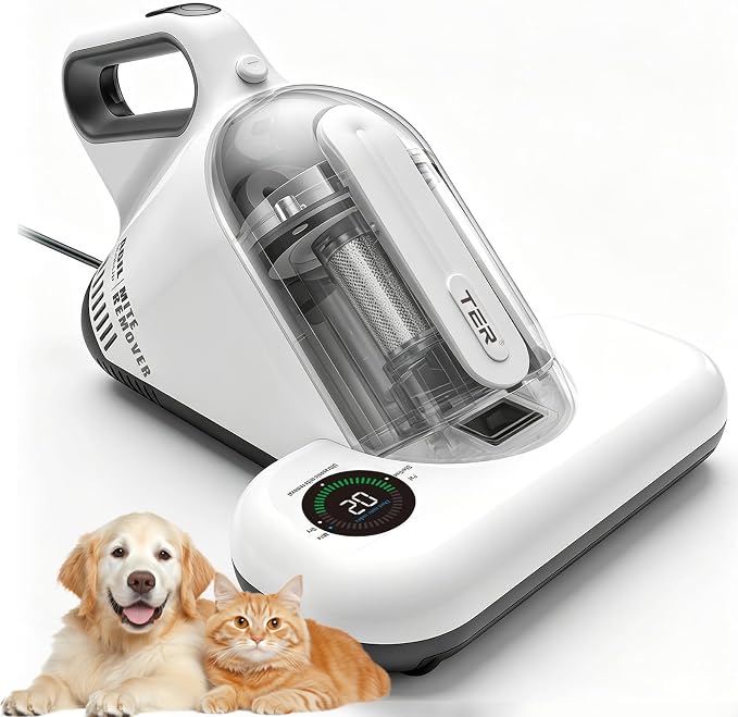 TER UV Bed Mattress Vacuum Cleaner with Smart Dust Sensor | 16 Kpa Strong Suction + 35000/rpm Tapping for Deep Clean Pet Hair and Dust on Mattress, Couch, Pillow
