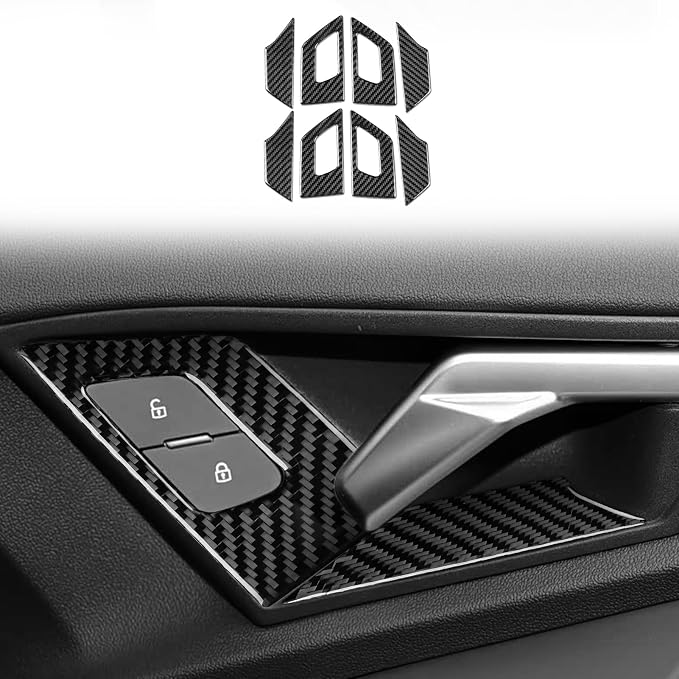 Fit for Audi A3 8Y S3 2021-2025 Real Carbon Fiber Door Lock Stickers | Trim Door Lock Button Cover | Accessories | Anti-scratch