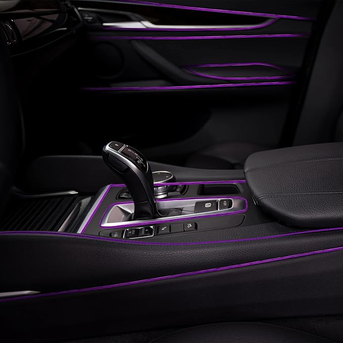 32 Feet Car Interior Moulding Trim Strips Universal Car Decoration Pinstriping Filler Insert Strips Dashboard Decorative DIY Flexible Garnish with Installing Tool(Simple Style,Purple)