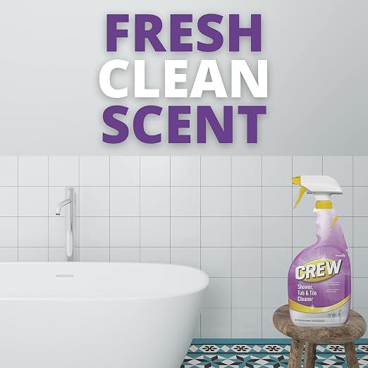 Diversey CREW CBD540281 Shower, Tub and Tile Cleaner, Removes Soap Scum & Hard Water Deposits, Fresh Scent, Ready-to-Use, 32-Ounce (Pack of 2)