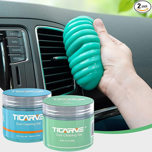 TICARVE 2Pack Cleaning Gel for Car Putty Car Slime Cleaning Car Detail Putty Tools Car Interior Cleaner Automotive Car Cleaning Kits Keyboard Cleaner Blue Green (320g/11.2oz) | Car Interior Cleaner Car Slime Cleaner Automotive Sticky Car Cleaner Keyboa...